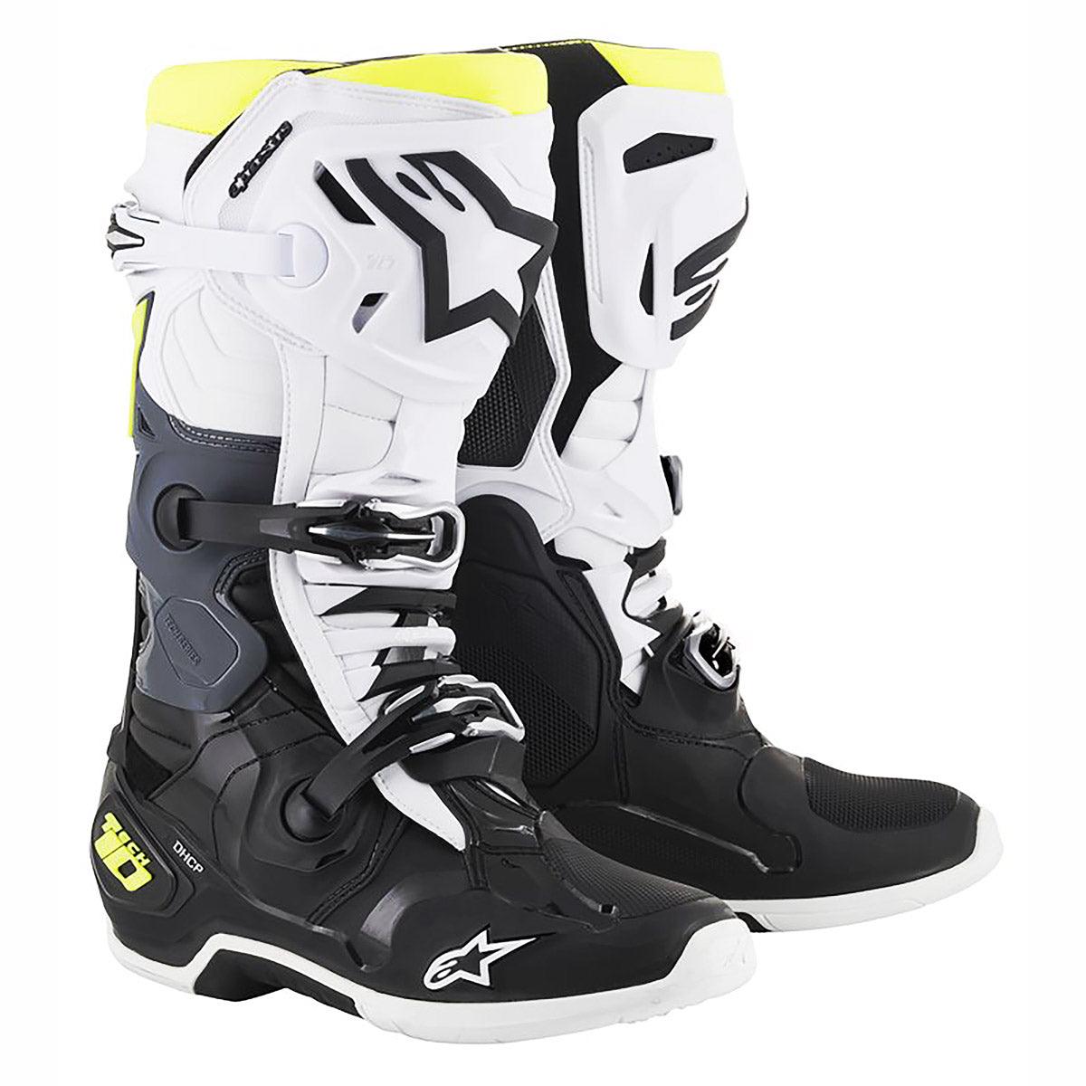 Alpinestars Tech 10 MX Boots Black White Yellow Fluo US 14