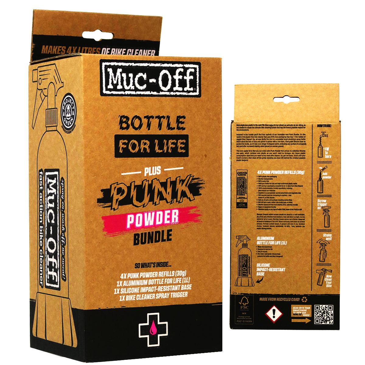 Muc-Off Bottle For Life Plus Punk Powder Bundle - The eco-friendly Bottle For Life cleaning solution for bikes of all kinds