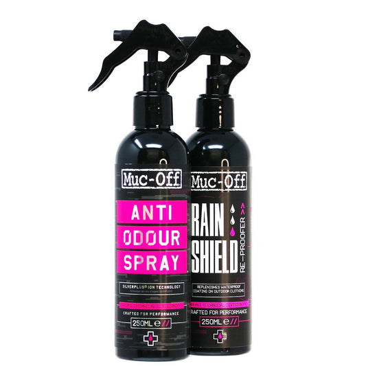 Rain Shield Re-proofer and Anti-Odour work together to keep your kit fresh