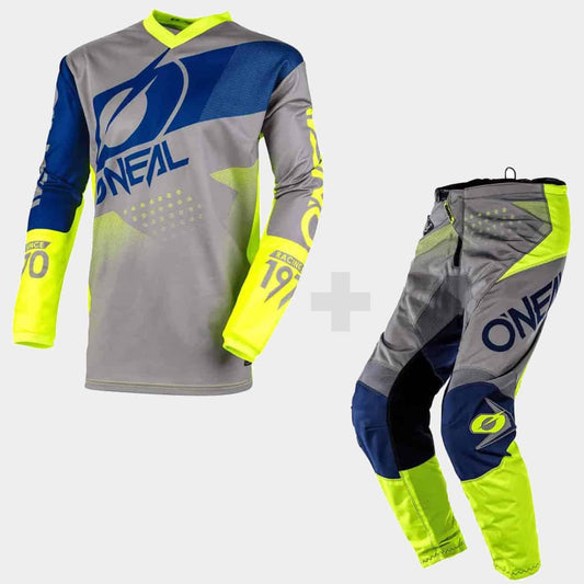 ONeal Element Offroad MX Kits Grey Blue Yellow - BUY THE KIT & SAVE