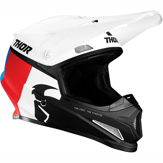 Thor Sector Racer MX Helmet White Blue Red Matt 4XL